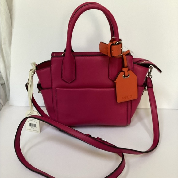 NWT REED special edition small Satchel/ crossbody. Vegan,  Fuschia and orange. - Picture 1 of 13